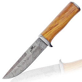 Black Eagle Damastmesser Outlander inkl. Lederscheide und Holzschatulle