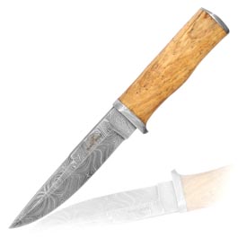 Black Eagle Damastmesser Outlander inkl. Lederscheide und Holzschatulle