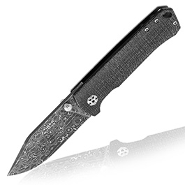 Bker Damast Sammlermesser Tiger 58 HRC Jute-Micarta schwarz/braun