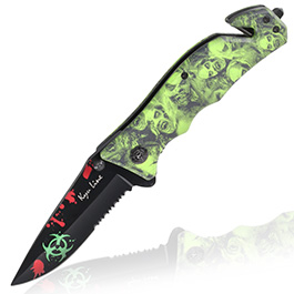 Kyu Line Einhandmesser Zombie grün inkl. Gürtelclip und Glasbrecher