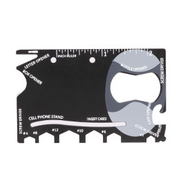 Multitool-Survival-Karte schwarz mit 10 Funktionen