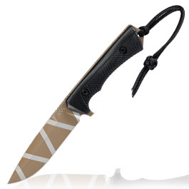 ANV Knives Outdoormesser P250 Sleipner Stahl Cerakote schwarz/coyote camo inkl. Kydexscheide
