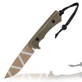 ANV Knives Outdoormesser P250 Sleipner Stahl Cerakote olive/coyote camo inkl. Kydexscheide
