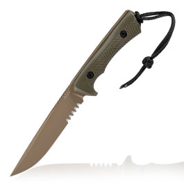 ANV Knives Outdoormesser P300 mit Sgezahnung Sleipner Stahl Cerakote oliv/coyote inkl. Kydexscheide