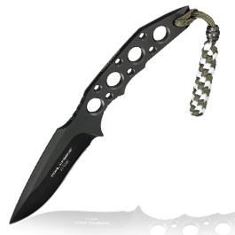 Pohl Force Outdoormesser Charlie Three BK Gen2 schwarz inkl. Kydexscheide und nachleuchtendem Lanyard