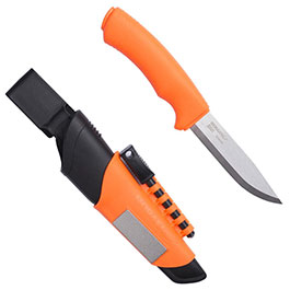 Morakniv Grtelmesser Bushcraft Survival orange/schwarz inkl. Kunststoffscheide, Wetzstein & Feuerstahl