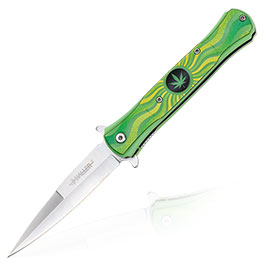 Haller Einhandmesser Stiletto Glowing in the Dark grn inkl. Grtelclip