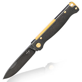 Bker Plus Taschenmesser Atlas SW black stonewash brass inkl. Grtelclip
