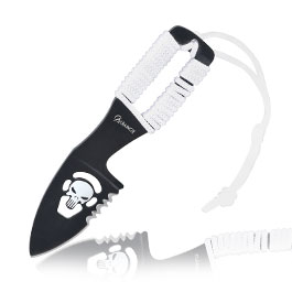 Neck Knife Skull schwarz/wei inkl. Kydexscheide mit Kordel