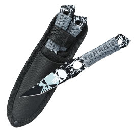 Wurfmesserset Skull 3-teilig schwarz/grau inkl. Nylonscheide