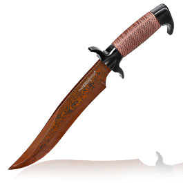 United Cutlery Bowiemesser Hellfyre Highlander Gil Hibben Damast inkl. Lederscheide