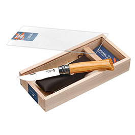 Opinel Taschenmesser Geschenkset No 08 Olivenholz inkl. Etui und Holzbox