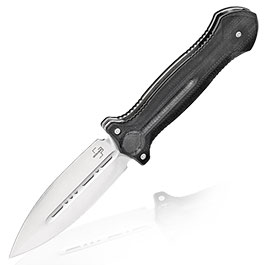 Bker Plus Einhandmesser Cheus VG-10 Stahl schwarz/silber inkl. Grtelclip und Nylonetui