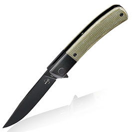 Bker Plus Einhandmesser Modern Gentleman Nitro-V Stahl schwarz/oliv inkl. Grtelclip