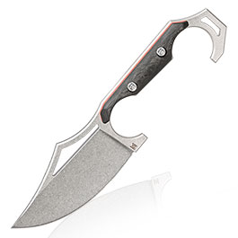 Midgards Grtelmesser Valdis V2 D2 Stahl Kohlefaser Griffschalen stonewash inkl. Kydexscheide und Tek-Lok Grtelclip