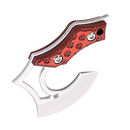 Midgards Neck Knife Mini Axt Nori Nano V2 silber/rot inkl. Klingenschutz und Clip