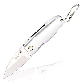 CJH Einhandmesser Stubby silber inkl. Kugelkette