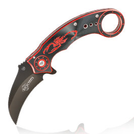 Einhandmesser Karambit Red Scorpion schwarz/rot inkl. Grtelclip