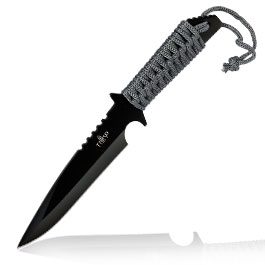 Third Outdoormesser H0401 schwarz/grau inkl. Feuerstahl & Nylonscheide
