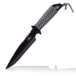 Third Outdoormesser H0401 schwarz/grau inkl. Feuerstahl & Nylonscheide