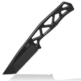 Heckler & Koch Taktisches Outdoormesser FX01 Tanto D2 Stahl schwarz inkl. Kydexscheide mit Stahlclip