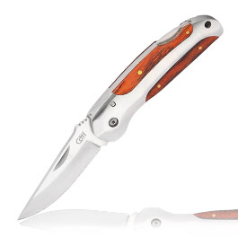 CJH Taschenmesser feststellbar mit Pakkaholzeinlagen und Grtelclip