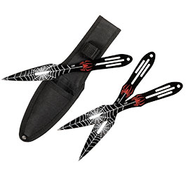 CJH 3 tlg. Wurfmesser-Set Stahl AISI 420 beschichtet, Spinnenmotiv