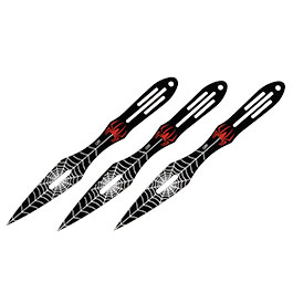 Kleinbild 1 CJH 3 tlg. Wurfmesser-Set Stahl AISI 420 beschichtet, Spinnenmotiv