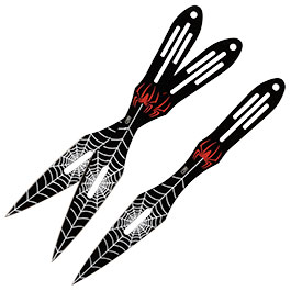 Kleinbild 8 CJH 3 tlg. Wurfmesser-Set Stahl AISI 420 beschichtet, Spinnenmotiv