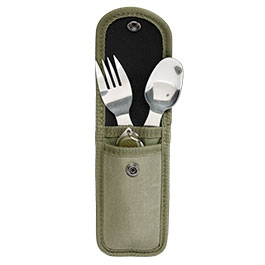 Produktbild zu Camping-Set mit Tasche, Gabel L�ffel und Multifunktionsmesse ...