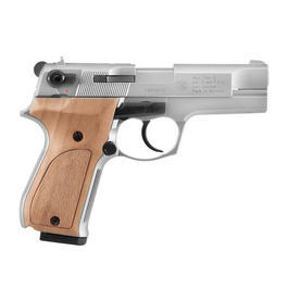 Walther P88 Schreckschuss Pistole 9mm P.A.K. vernickelt Holzgriffschalen Bild 4