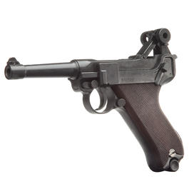 ME Modell P08 Parabellum Schreckschuss Pistole 9 mm P.A.K. brüniert Holzgriff Bild 5
