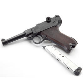 ME Modell P08 Parabellum Schreckschuss Pistole 9 mm P.A.K. brüniert Holzgriff Bild 6