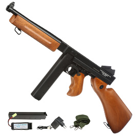 Cybergun Thompson M1A1 Military Metallgehäuse Komplettset S-AEG 6mm BB schwarz - Holzoptik