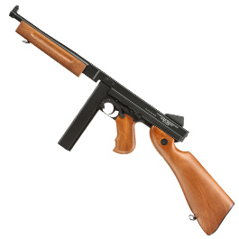 Cybergun Thompson M1A1 Military Metallgehäuse Komplettset S-AEG 6mm BB schwarz - Holzoptik Bild 1 xxx: