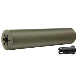 Madbull / Gemtech G5 Aluminium Silencer inkl. Flash-Hider oliv / OD 14mm -