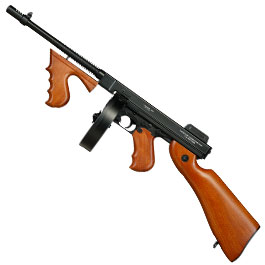 Kleinbild 1 Cybergun Thompson Model 1928 Chicago Typewriter Vollmetall S-AEG 6mm BB schwarz - Holzoptik