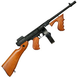 Kleinbild 2 Cybergun Thompson Model 1928 Chicago Typewriter Vollmetall S-AEG 6mm BB schwarz - Holzoptik