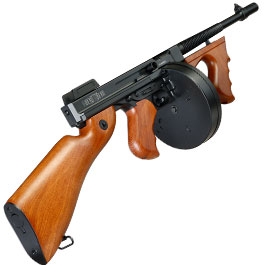 Kleinbild 3 Cybergun Thompson Model 1928 Chicago Typewriter Vollmetall S-AEG 6mm BB schwarz - Holzoptik