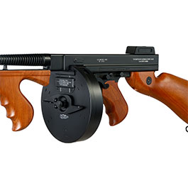 Kleinbild 6 Cybergun Thompson Model 1928 Chicago Typewriter Vollmetall S-AEG 6mm BB schwarz - Holzoptik