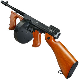 Kleinbild 9 Cybergun Thompson Model 1928 Chicago Typewriter Vollmetall S-AEG 6mm BB schwarz - Holzoptik