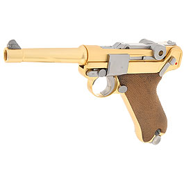 Wei-ETech P08 Airsoft Vollmetall GBB 6mm BB Gold-Plated-Finish Version - 4 Zoll Version
