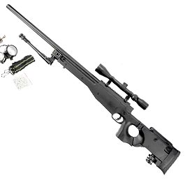 Well L96 AWS-338 Snipergewehr inkl. Zweibein / Zielfernrohr Springer 6mm BB schwarz