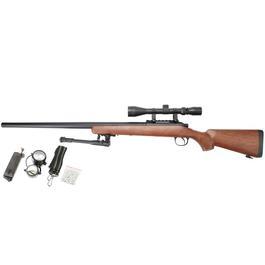 Well M700 Snipergewehr inkl. Zweibein / Zielfernrohr Springer 6mm BB Holzoptik