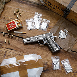 Kleinbild 1 Wei-ETech M1911 Etched Version Mehico Druglord Vollmetall GBB 6mm BB Satin-Chrome - V3