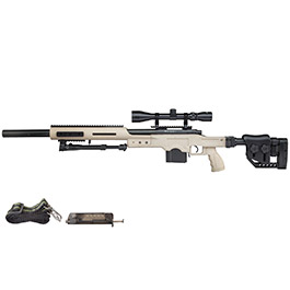 Well MB4410D MSR Snipergewehr inkl. Zweibein / Zielfernrohr Springer 6mm BB tan