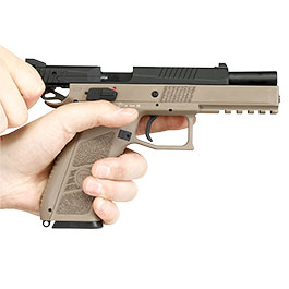 Kleinbild 11 KJ Works CZ P-09 Duty mit Metallschlitten GBB 6mm BB Flat Dark Earth inkl. Koffer