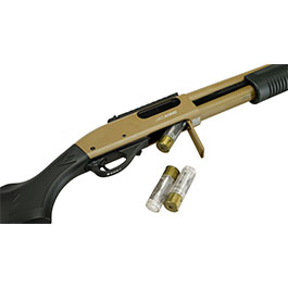 Kleinbild 6 Jag Arms Scattergun HD Vollmetall Pump Action Gas Shotgun 6mm BB tan