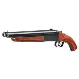 Haw San FS-0521 Double Barrel Vollmetall Gas Shotgun 6mm BB Echtholz-Version