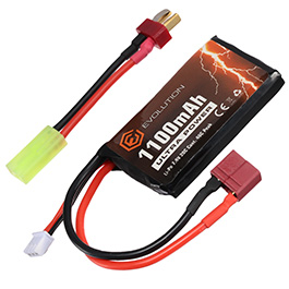 Evolution Ultra-Power LiPo Akku 7,4V 1100mAh 20C / 40C AN/PEQ15 Type m. T-Stecker + Mini-Tam Adapter